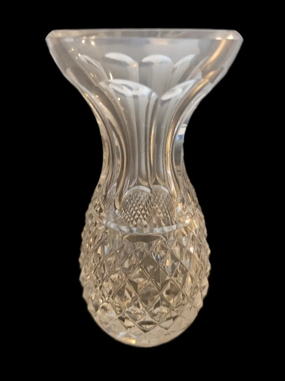 Vintage Clear Cut Glass Crystal Toothpick Holder Diamond Cut Trumpet Shape 4